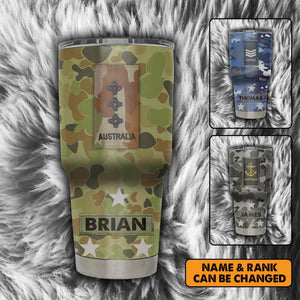 Personalized Australian Solider/ Veteran With Rank Camo Tumbler 30oz Printed 22DEC-HY12
