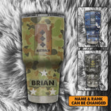 Personalized Australian Solider/ Veteran With Rank Camo Tumbler 30oz Printed 22DEC-HY12