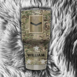Personalized UK Solider/ Veteran With Rank Camo Tumbler 30oz Printed 22DEC-HY12