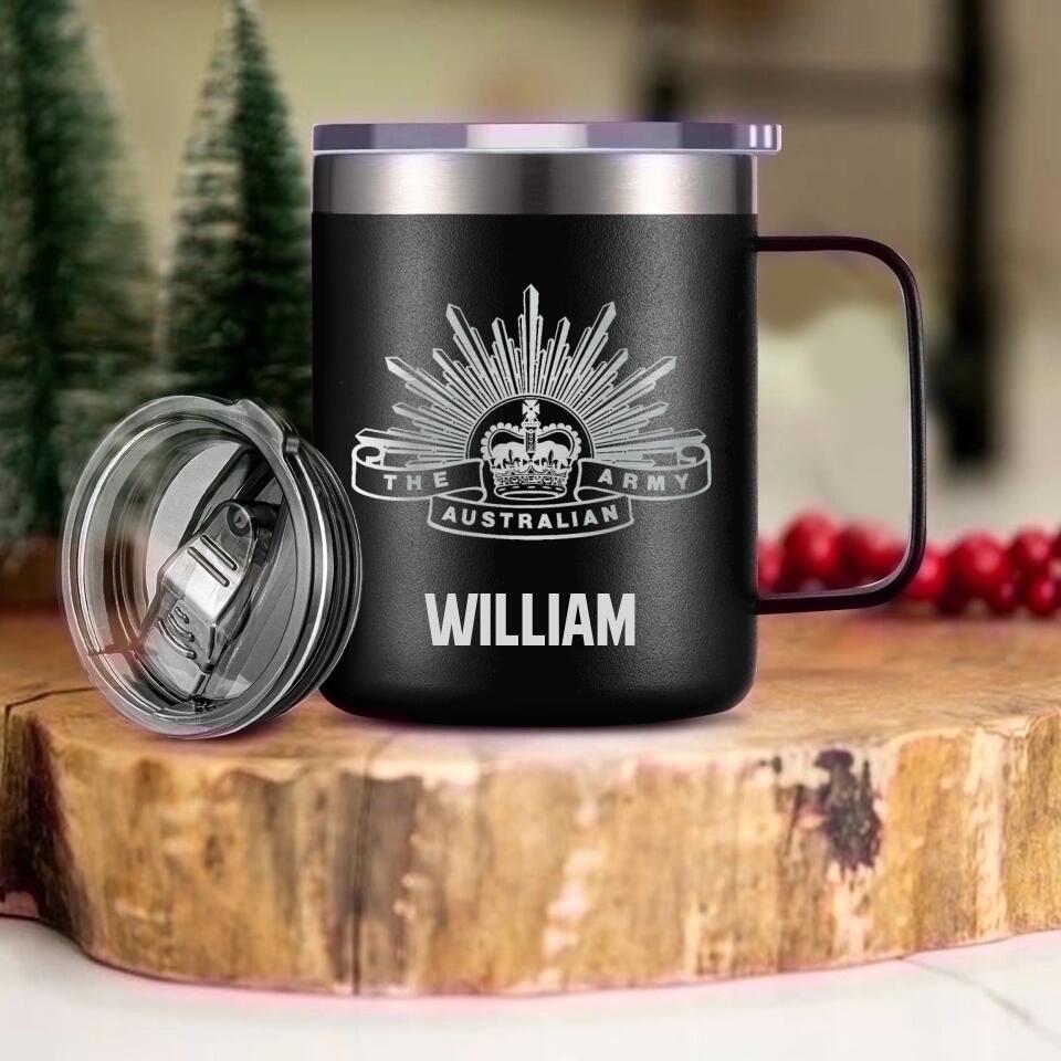 Personalized Australian Solider/ Veteran With Your Unit Logo Laser Handle Cup Printed 22DEC-HY12