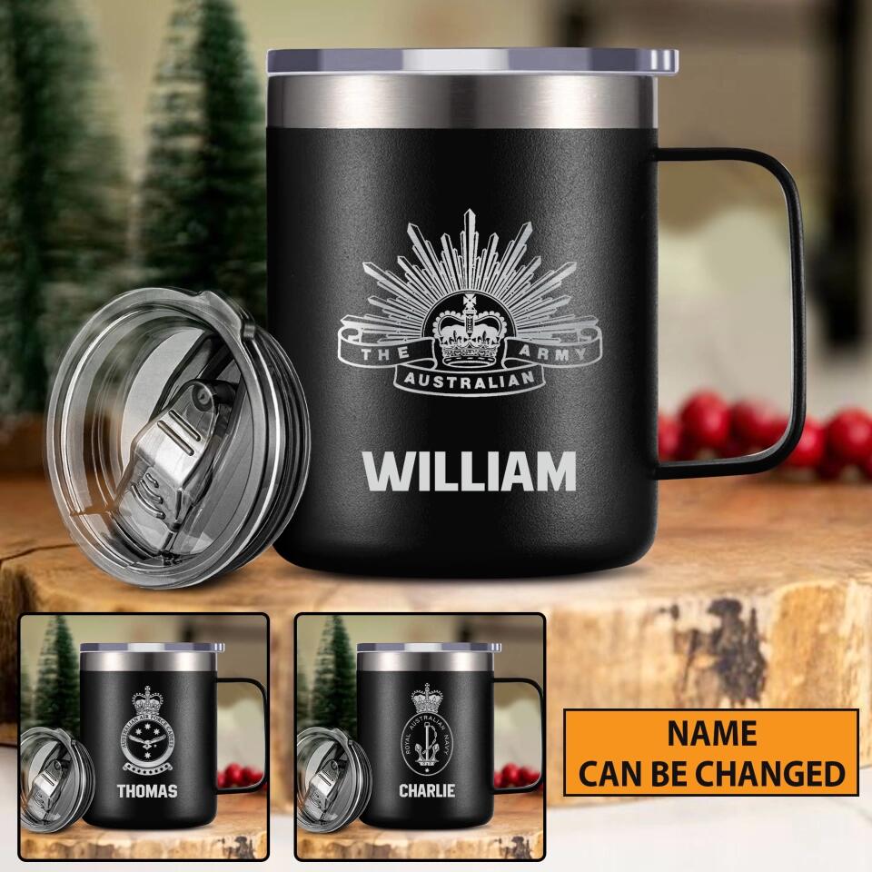 Personalized Australian Solider/ Veteran With Your Unit Logo Laser Handle Cup Printed 22DEC-HY12