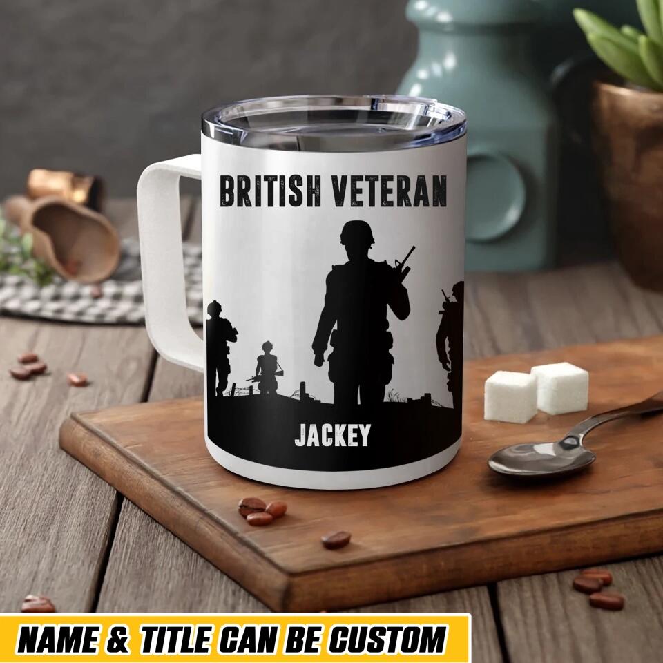 Personalized British Veteran Name Laser Handle Cup Printed 22DEC-HQ12