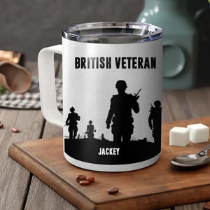 Personalized British Veteran Name Laser Handle Cup Printed 22DEC-HQ12
