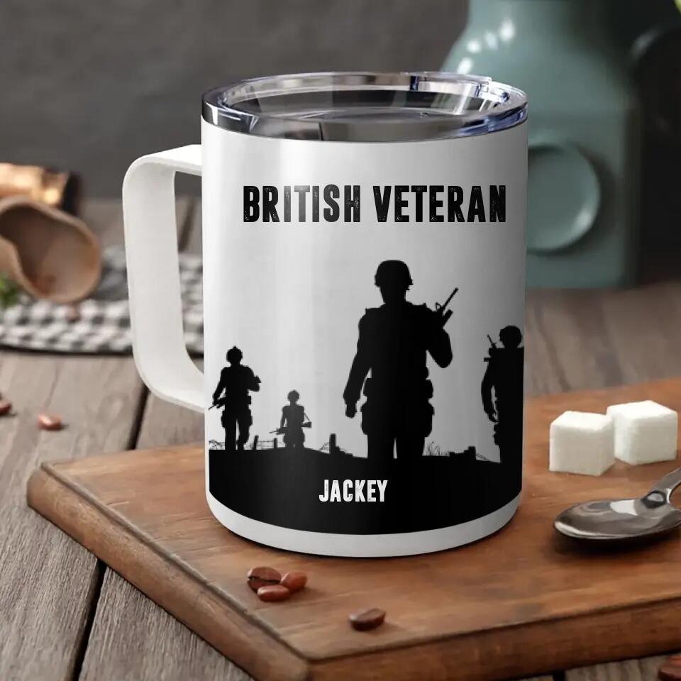 Personalized British Veteran Name Laser Handle Cup Printed 22DEC-HQ12