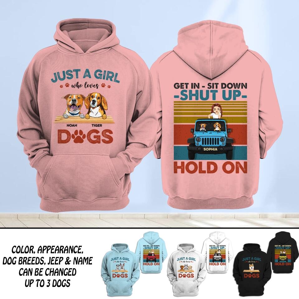 Personalized Just A Girl Who Loves Dogs Jeep Printed Hoodie PNDT1212