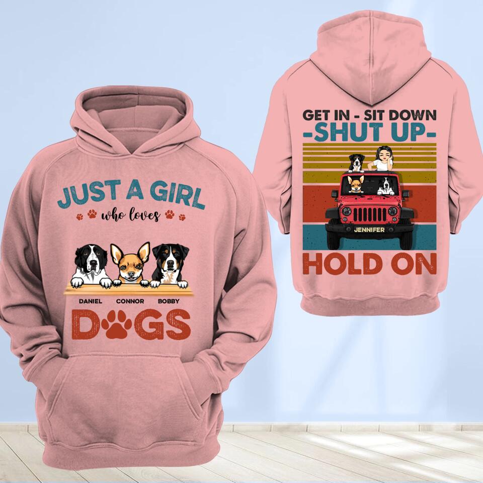 Personalized Just A Girl Who Loves Dogs Jeep Printed Hoodie PNDT1212