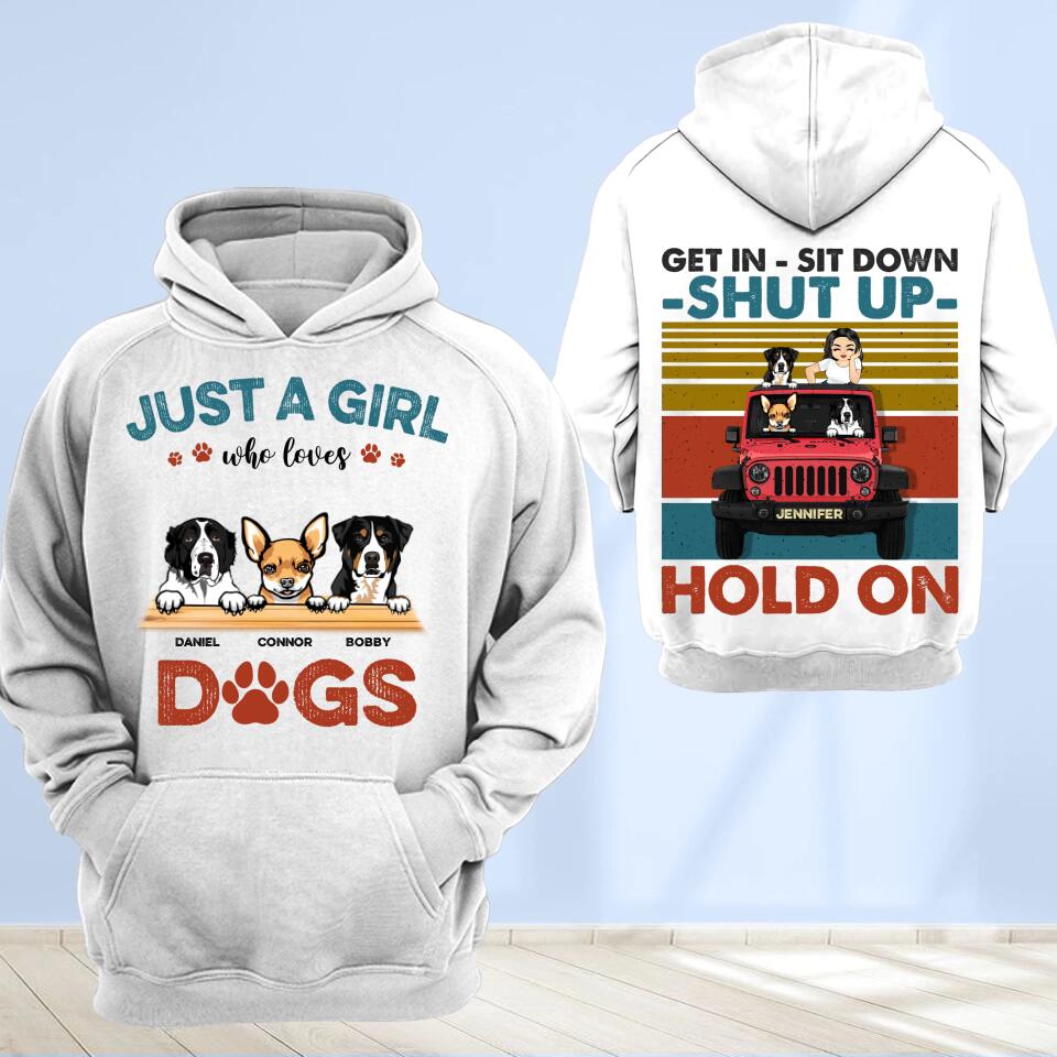 Personalized Just A Girl Who Loves Dogs Jeep Printed Hoodie PNDT1212