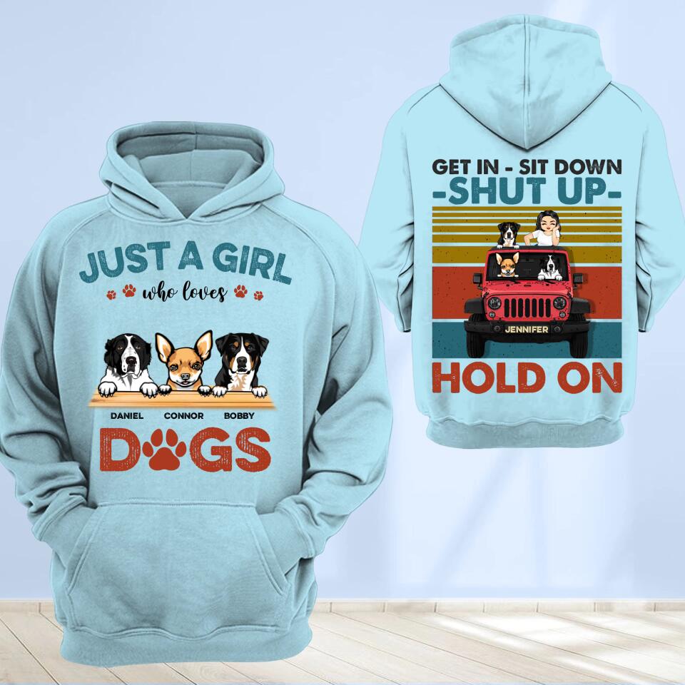 Personalized Just A Girl Who Loves Dogs Jeep Printed Hoodie PNDT1212