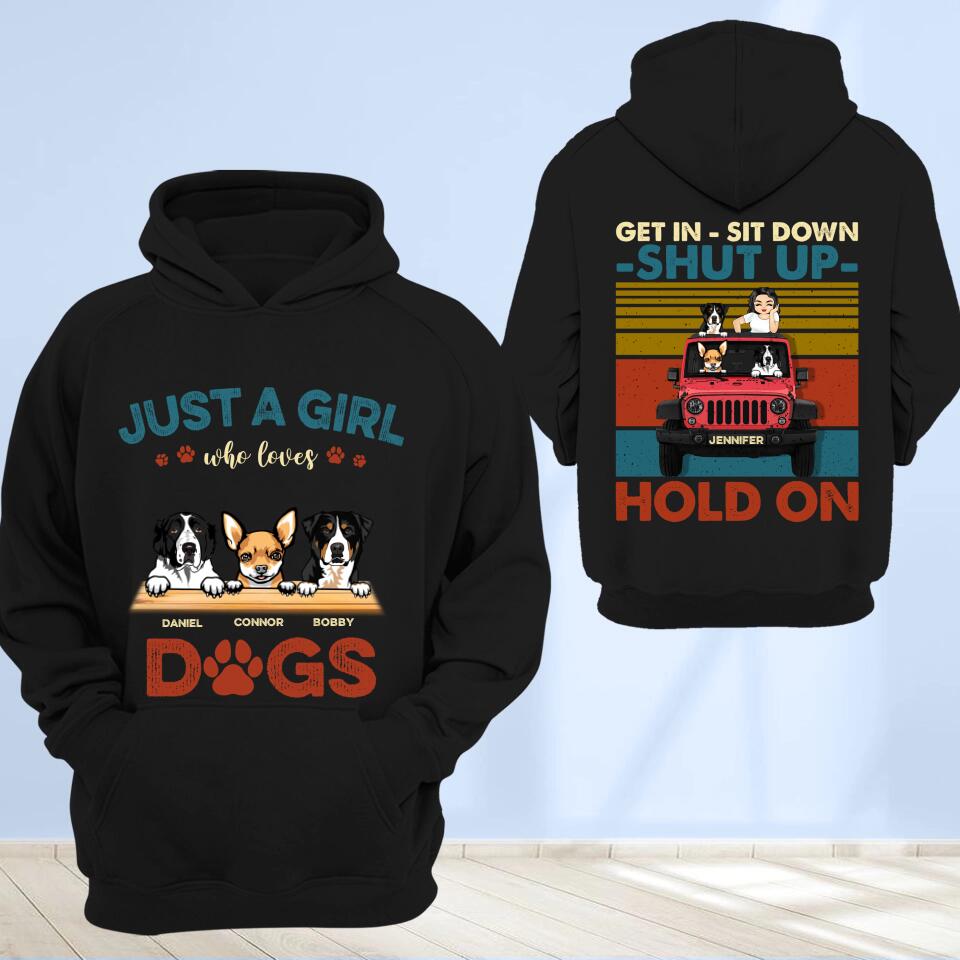 Personalized Just A Girl Who Loves Dogs Jeep Printed Hoodie PNDT1212
