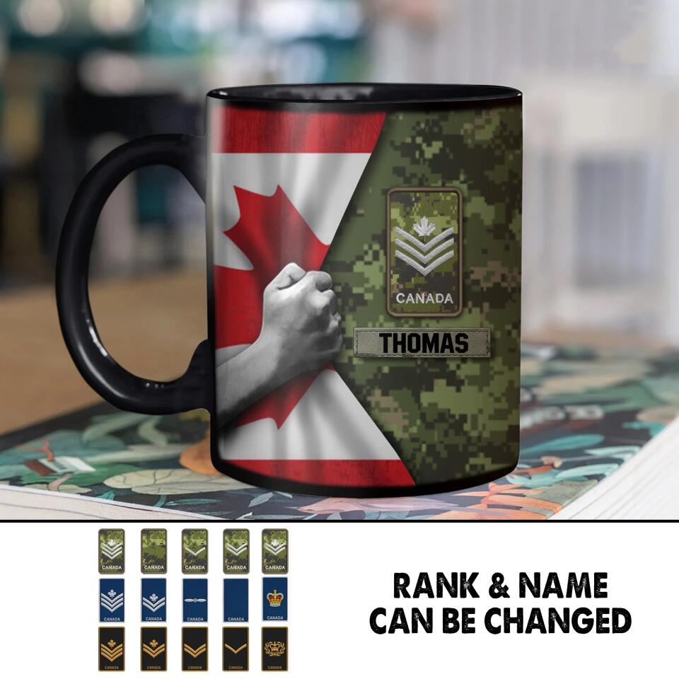 Personalized Canadian Veteran/Soldier Camo Flag Black Mug Printed 22DEC-HY13