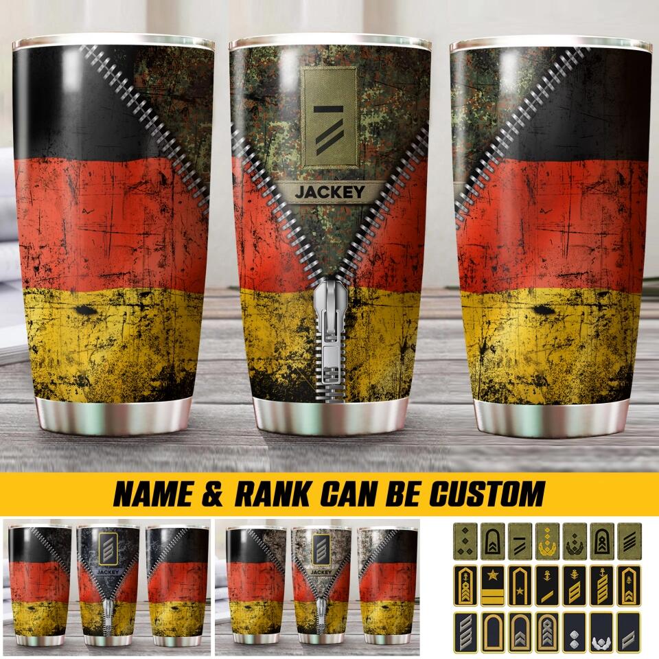Personalized German Solider/Veteran Rank Camo Flag Tumbler Printed QTHQ1312