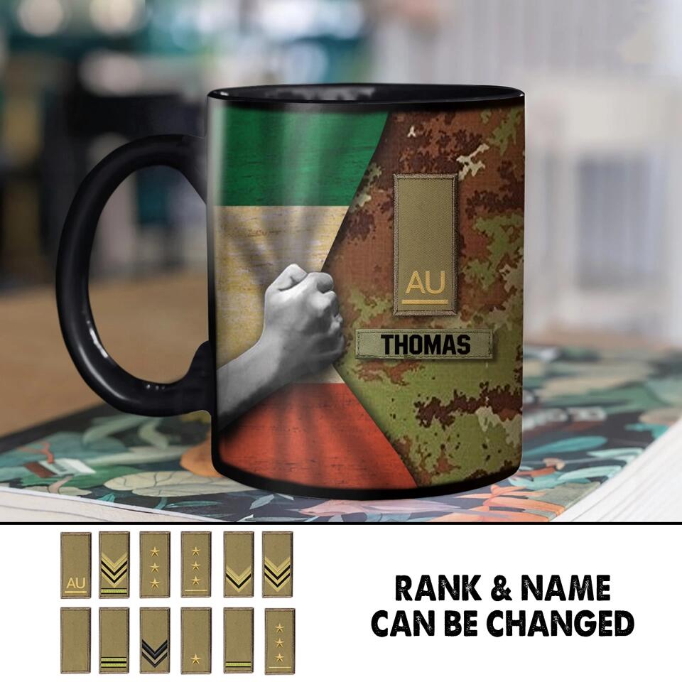 Personalized Italian  Veteran/Soldier Camo Flag Black Mug Printed 22DEC-HY13