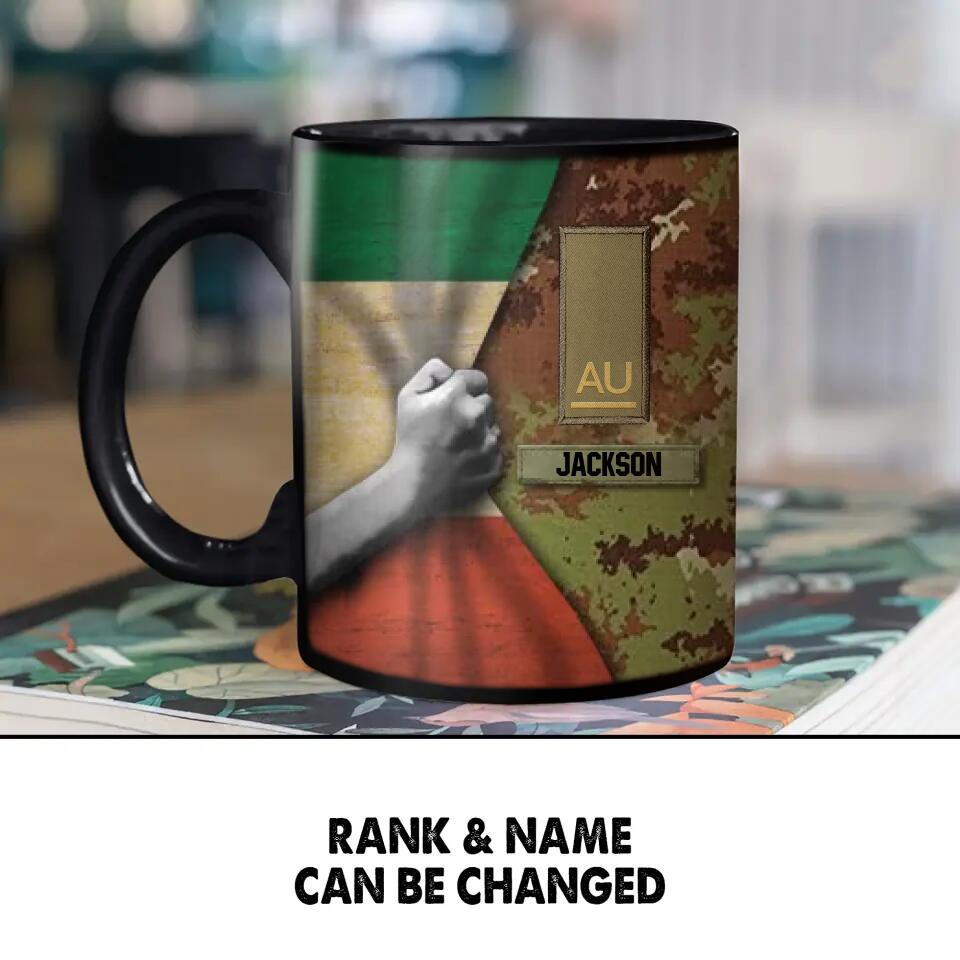 Personalized Italian  Veteran/Soldier Camo Flag Black Mug Printed 22DEC-HY13