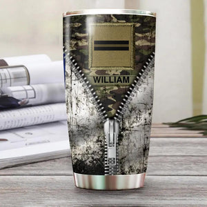 Personalized French Solider/Veteran Rank Camo Flag Tumbler Printed QTHQ1312