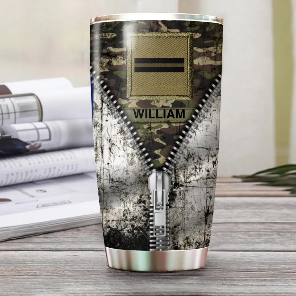 Personalized French Solider/Veteran Rank Camo Flag Tumbler Printed QTHQ1312