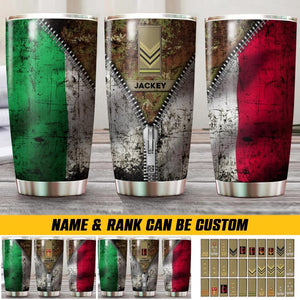 Personalized Italian Solider/Veteran Rank Camo Flag Tumbler Printed QTHQ1312