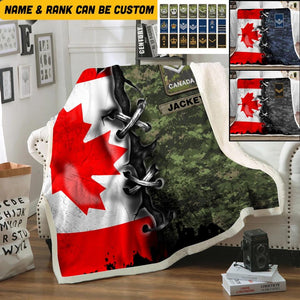 Personalized Canadian Solider/ Veteran With Rank Camo Quilt Blanket Printed QTHQ1312
