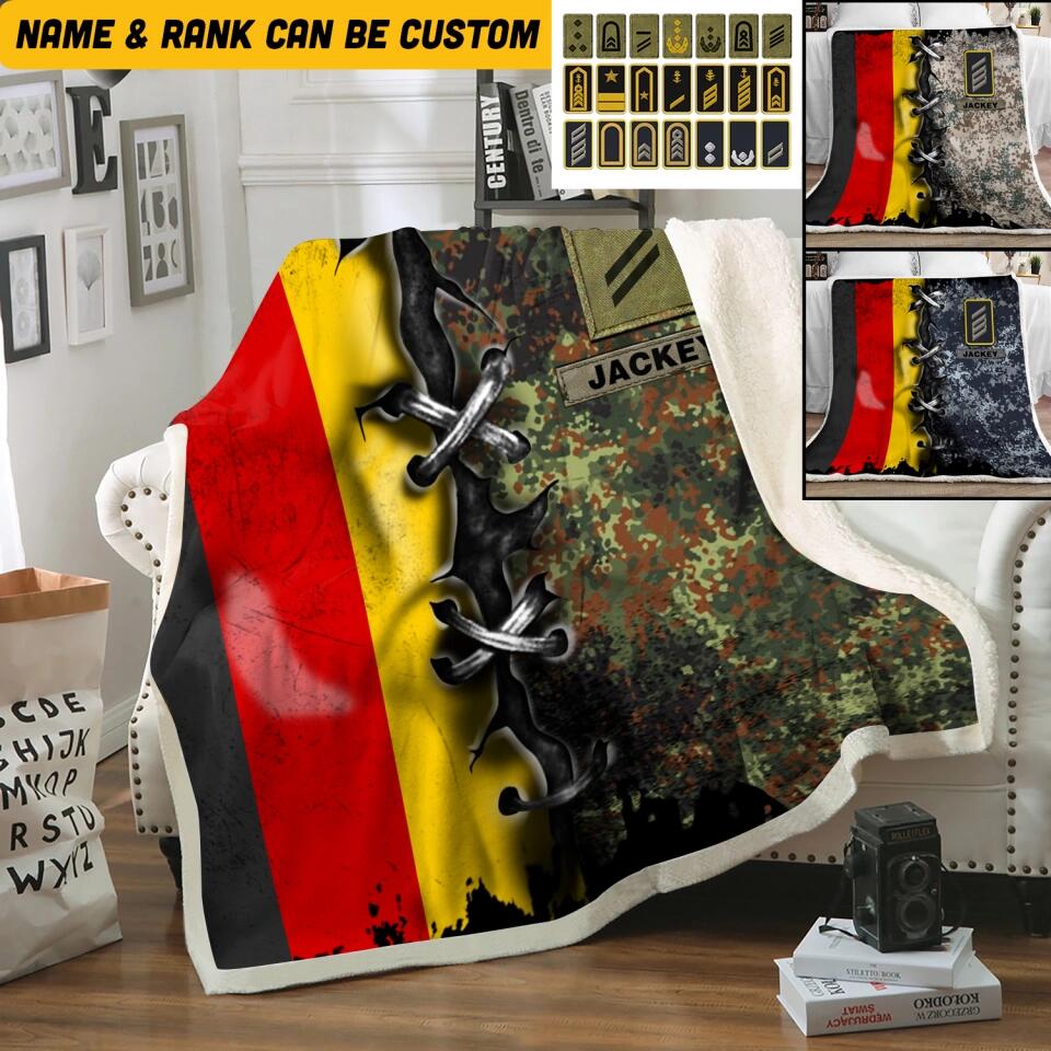 Personalized German Solider/ Veteran With Rank Camo Quilt Blanket Printed QTHQ1312