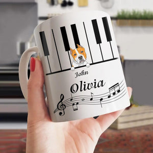 Personalized Piano & Dogs White Mug Printed PNDT1312
