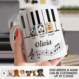 Personalized Piano & Dogs White Mug Printed PNDT1312
