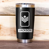 Personalized Canadian Solider/ Veteran Rank Tumbler Printed 22DEC-HQ14