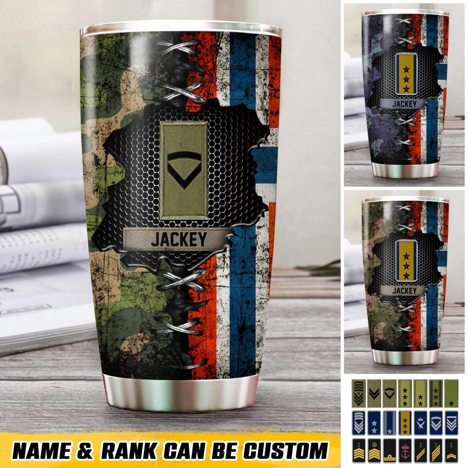 Personalized Norwegian Soldier/ Veteran Rank Camo Tumbler Printed QTHQ1412