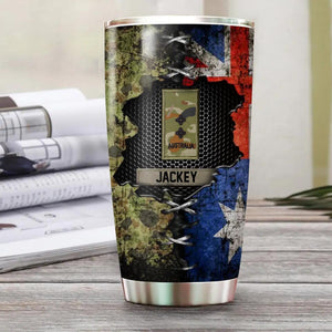 Personalized Australian Soldier/ Veteran Rank Camo Tumbler Printed QTHQ1412