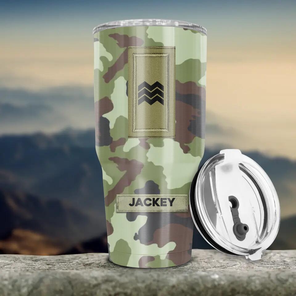 Personalized Irish Soldier/ Veteran With Rank Camo Tumbler 30oz Printed 22DEC-HQ14