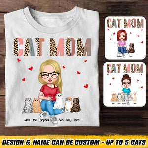 Personalized Cat Mom Heart Tshirt Printed 22DEC-HQ15