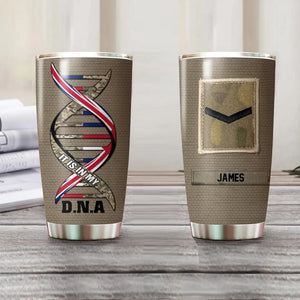 Personalized It is In My DNA U.K Soldier/Veteran Rank Camo Tumbler Printed QTDT1512