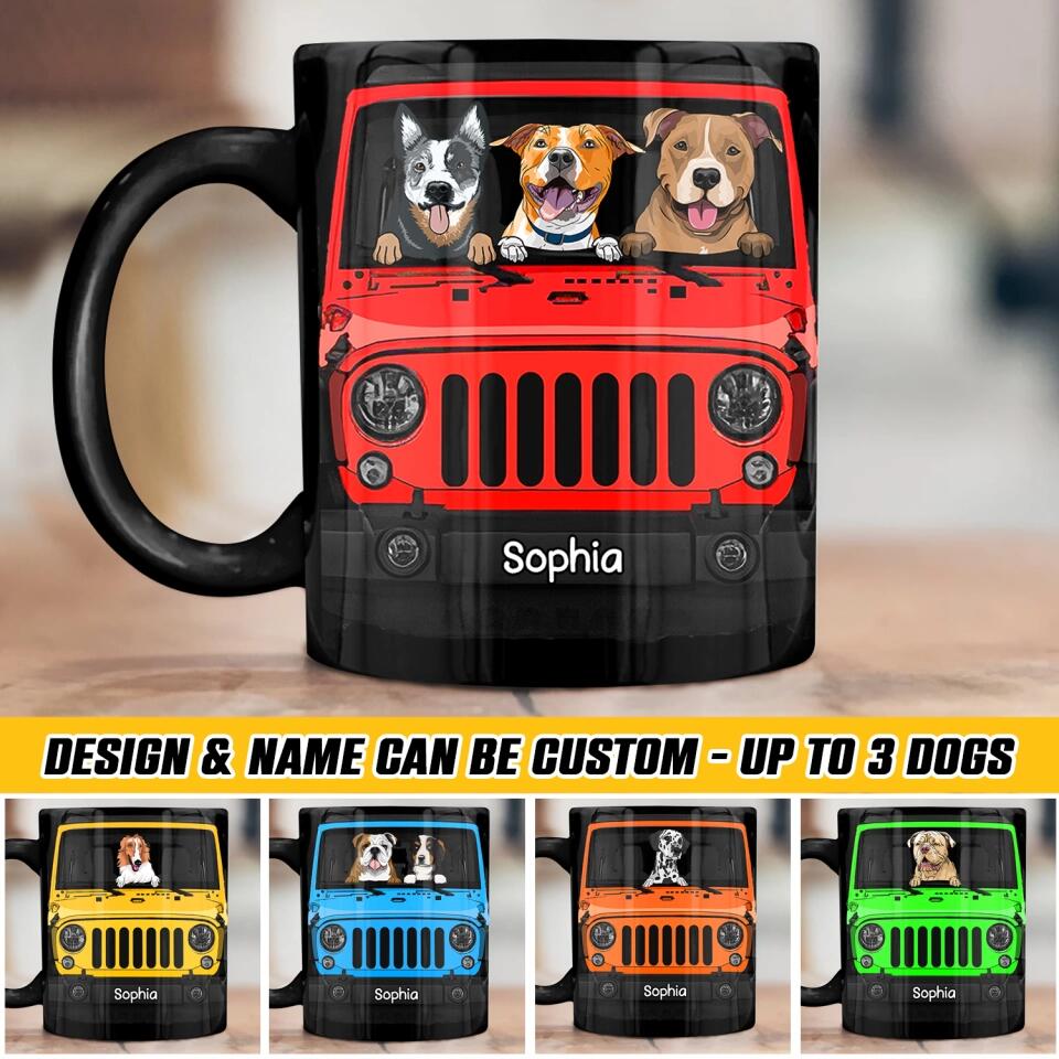 Personalized Dog Jeep Lovers Black Mug Printed 22DEC-HQ16