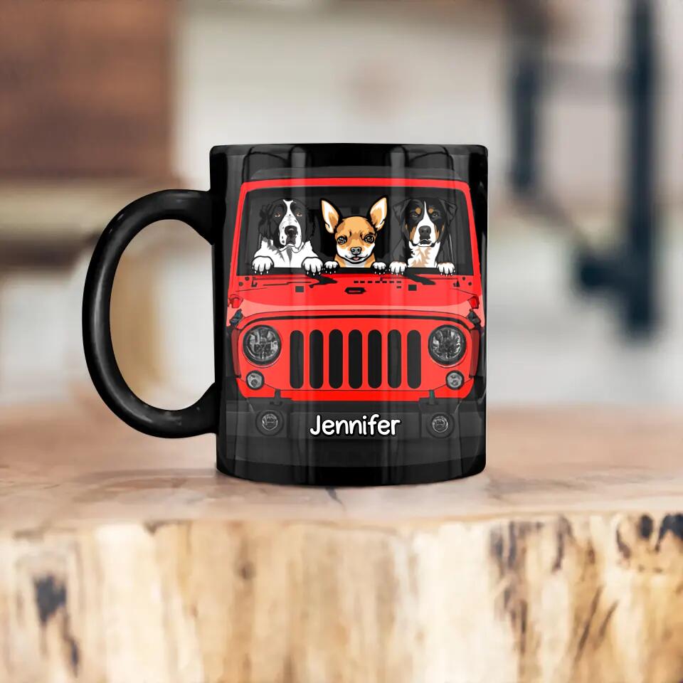 Personalized Dog Jeep Lovers Black Mug Printed 22DEC-HQ16