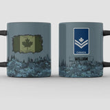 Personalized Canadian Solider/ Veteran With Rank Flag Camo Printed Black Mug Printed 22DEC-HY16