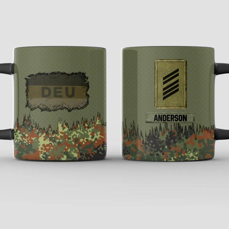 Personalized German Solider/ Veteran With Rank Flag Camo Printed Black Mug Printed 22DEC-HY16