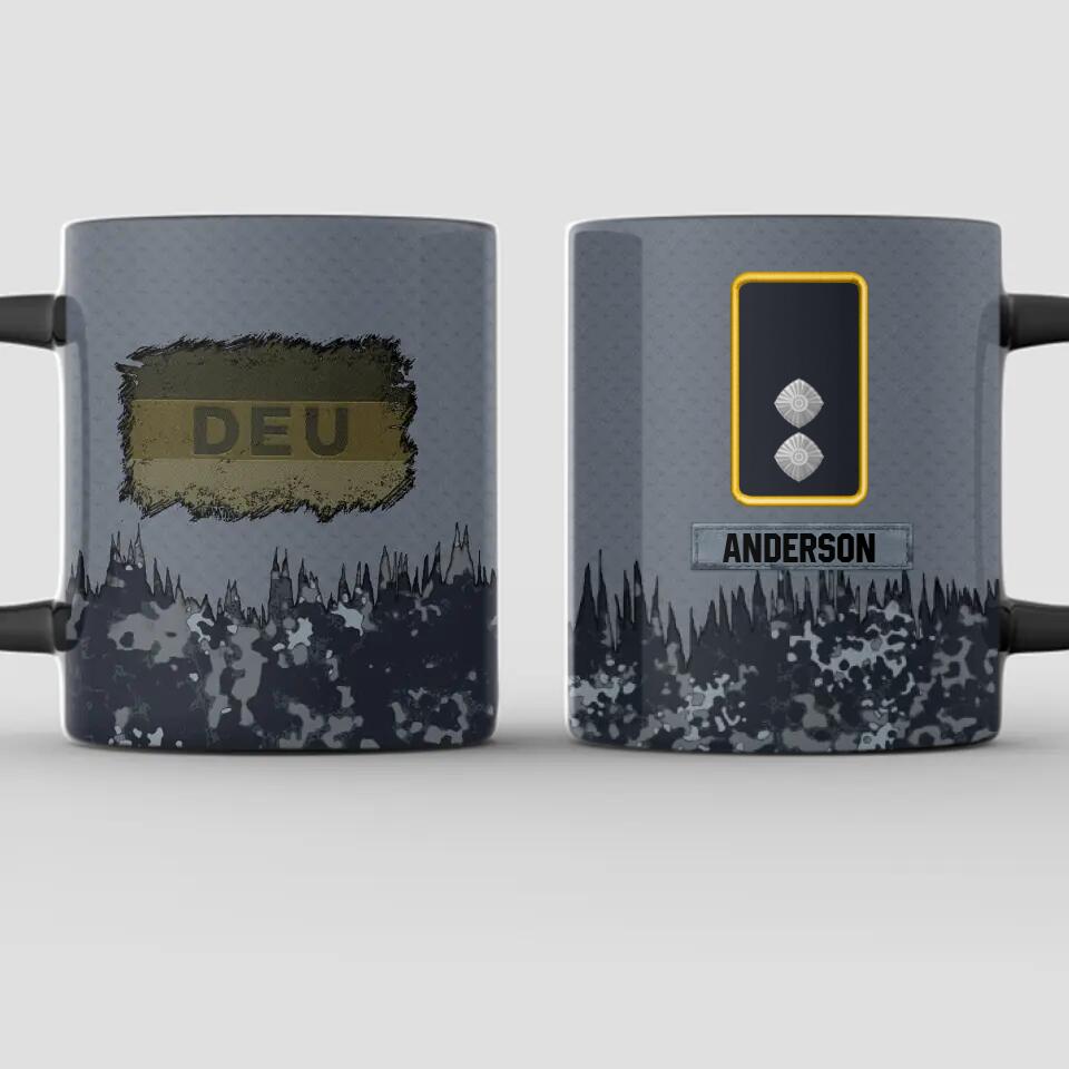Personalized German Solider/ Veteran With Rank Flag Camo Printed Black Mug Printed 22DEC-HY16