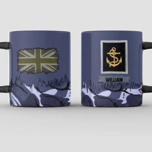 Personalized UK  Solider/ Veteran With Rank Flag Camo Printed Black Mug Printed 22DEC-HY16