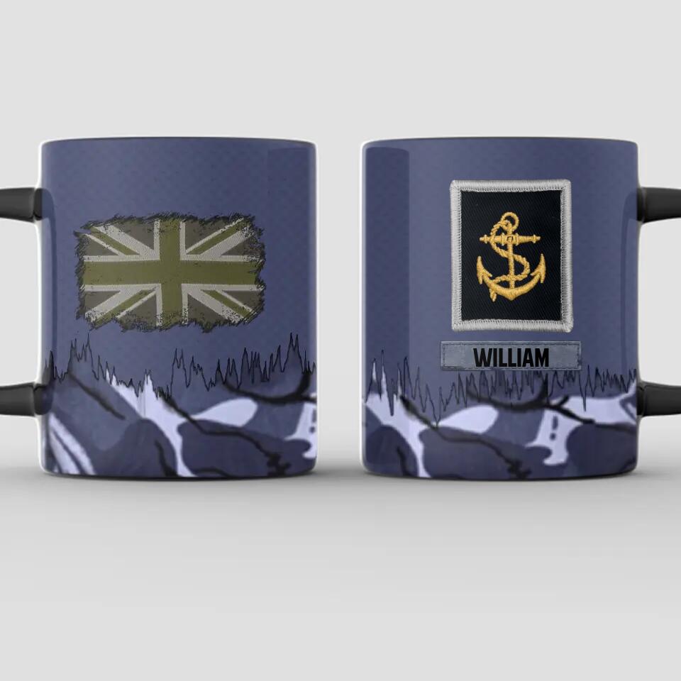 Personalized UK  Solider/ Veteran With Rank Flag Camo Printed Black Mug Printed 22DEC-HY16
