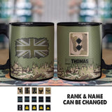 Personalized UK  Solider/ Veteran With Rank Flag Camo Printed Black Mug Printed 22DEC-HY16