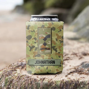 Personalized Australian Soldier/Veteran Rank Camo Can Cooler Printed QTDT1912