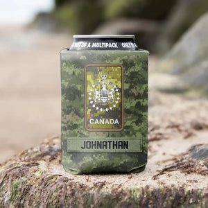 Personalized Canadian Soldier/Veteran Rank Camo Can Cooler Printed QTDT1912