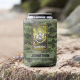 Personalized Canadian Soldier/Veteran Rank Camo Can Cooler Printed QTDT1912