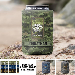 Personalized Canadian Soldier/Veteran Rank Camo Can Cooler Printed QTDT1912