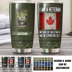 Personalized I Am A Canadian Veteran My Oath Of Enlistment Has No Expiration Date CamoTumbler Printed QTHQ1912