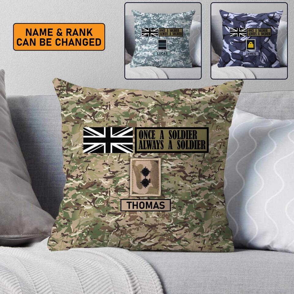 Personalized Once A Soldier Always A Soldier UK Veterans/Soldier Camo Pillow Printed 22DEC-HY19