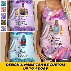 Personalized Just  A Girl Who Loves Dogs Criss Cross Tank Printed 22DEC-HQ20
