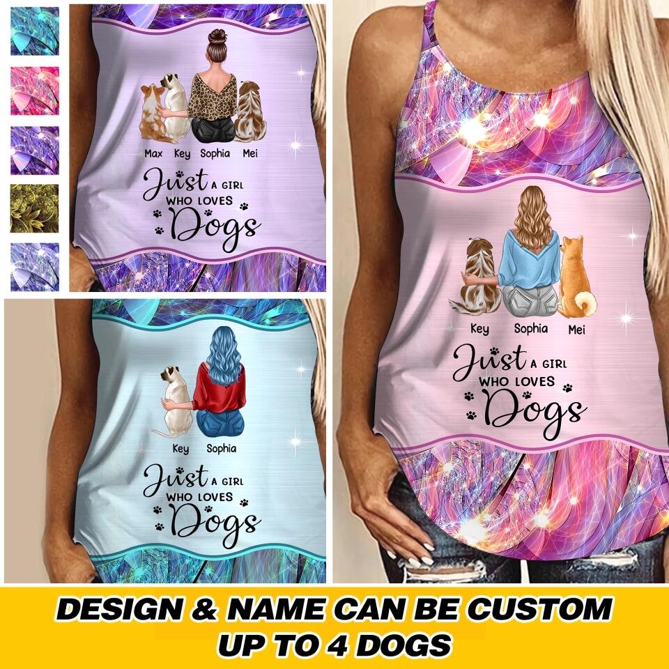 Personalized Just  A Girl Who Loves Dogs Criss Cross Tank Printed 22DEC-HQ20