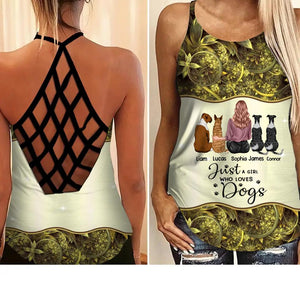 Personalized Just  A Girl Who Loves Dogs Criss Cross Tank Printed 22DEC-HQ20