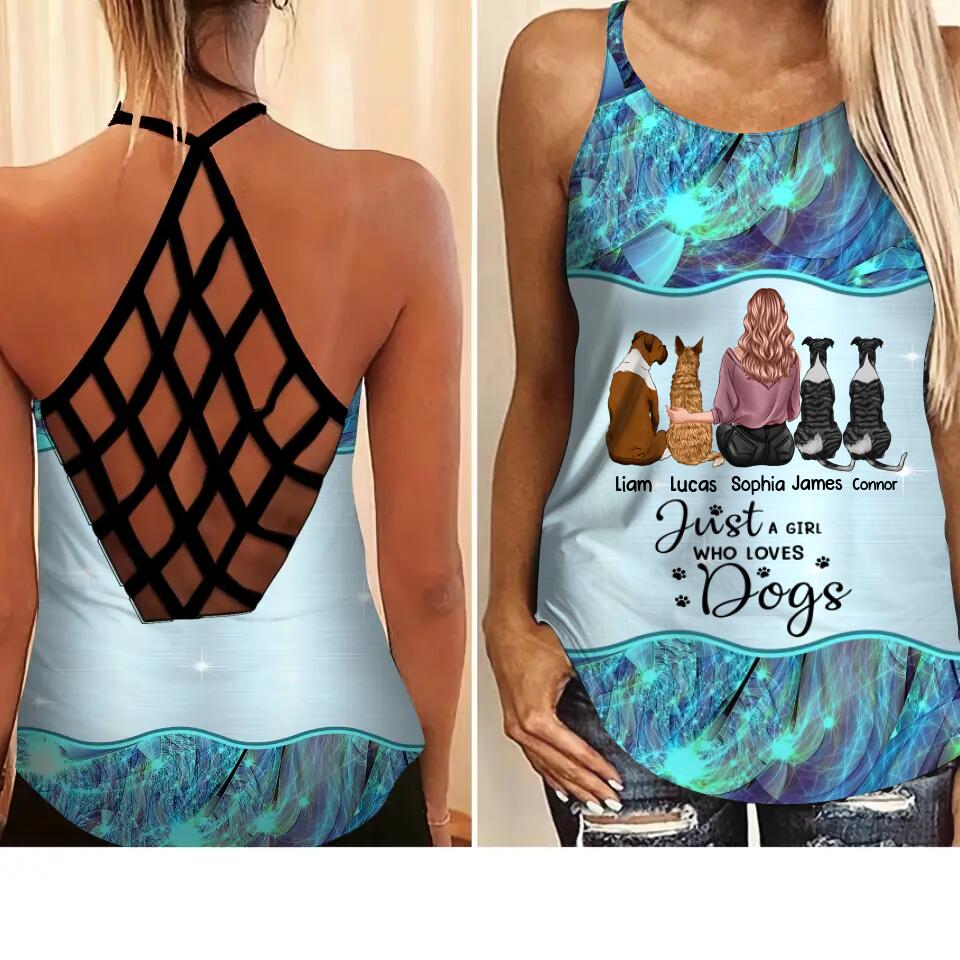 Personalized Just  A Girl Who Loves Dogs Criss Cross Tank Printed 22DEC-HQ20