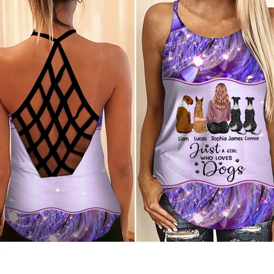 Personalized Just  A Girl Who Loves Dogs Criss Cross Tank Printed 22DEC-HQ20
