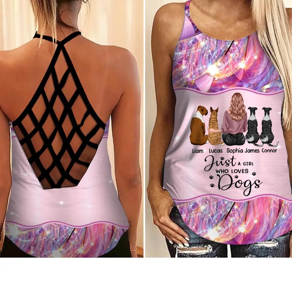 Personalized Just  A Girl Who Loves Dogs Criss Cross Tank Printed 22DEC-HQ20